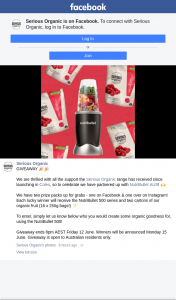 Serious Organic – Win 1/2 Nutribullet 500 Series and Two Cartons of Organic Fruit