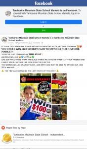 Tambourine Mountain State School Markets – Win $100 Voucher to Spend at Markets (prize valued at $100)