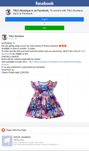 Tilly’s Boutique – Win a Childs Disney Princess Dress Size 6months to 6years