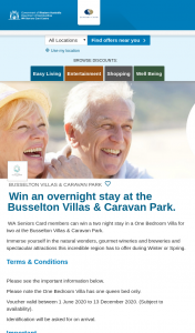 WA Seniors – Win a Two Night Stay In a One Bedroom Villa for Two at The Busselton Villas & Caravan Park