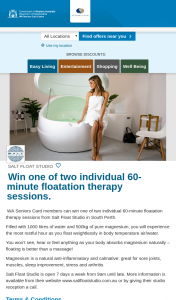 WA Seniors – Win One of Two Individual 60-minute Floatation Therapy Sessions From Salt Float Studio In South Perth