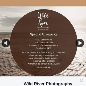 Wild River Photography – Win a Free Photography Session and Pamper Yourself With Arbonne Products (prize valued at $480)