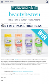 Beauty Heaven – Win 1 of 3 Vagisil Prize Packs