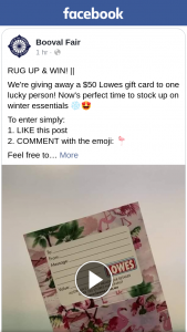 Booval Fair – Win a $50 Lowes Gift Card Must Collect