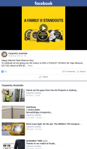 Carpentry Australia – Win a Stanley Fatmax 8m Tape Measure (prize valued at $30)