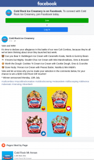 Cold Rock Ice Creamery – Win a $200 Cold Rock Gift Voucher (prize valued at $200)