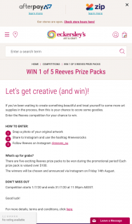 Eckersley’s Art & Craft – Win 1 of 5 Reeves Prize Packs (prize valued at $100)