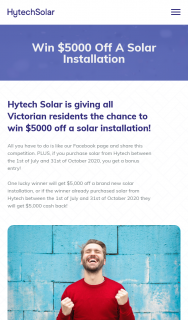 Hytech Solar – Win $5000 Off a Solar Installation for Your Home Or Business By Liking Hytech Solar on Facebook (prize valued at $5,000)