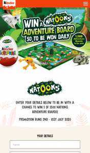 Kinder – Win 1 of 50 Natoons Board Games Every Day