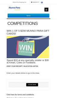 Munno Para Shopping City – Win 1/5 Gift Cards (prize valued at $1,000)