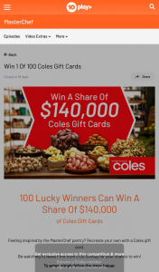 10Play – Win 1 of 100 Coles gift cards valued at $1,400 each