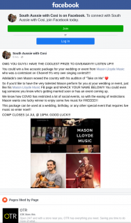 South Aussie With Cosi – Win a Live Acoustic Package for Your Wedding Or Event From Mason Lloyde Music Who Was a Contestant on Channel 9’s Very Own Singing Contest