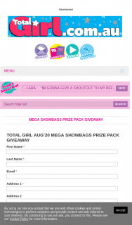Total Girl – Win Aug’20 Mega Showbags Prize Pack Giveaway  (prize valued at $406)