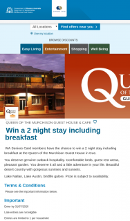 WA Seniors – Win a 2 Night Stay Including Breakfast at The Queen of The Murchison Guest House In Cue