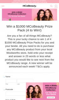 Woolworths MCoBeauty – Win a $1000 Mcobeauty Prize Pack (4 to Win)