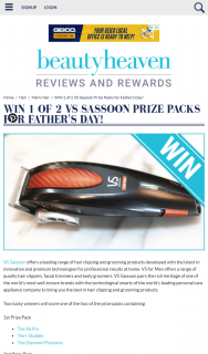 Beauty Heaven – Win 1 of 2 Vs Sassoon Prize Packs for Father’s Day