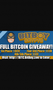 BiTBoy Full Bitcoin Giveaway – Competition (prize valued at $18,000)