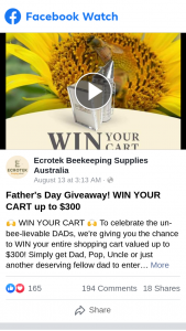 Ecrotek Beekeeping Supplies Australia – Win Your Cart Up to $300 (prize valued at $300)