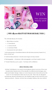 Michael Todd – Win a $1000 Beauty Kit From Michael Todd (prize valued at $1,000)