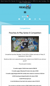 Pooches at Play – Win a Pawsome Prize Pack (prize valued at $2,600)