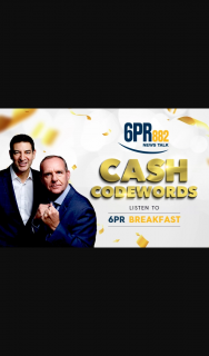 6PR Cash Codewords – Win $1000 Cash (prize valued at $15,000)