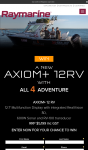 Raymarine – Win an Axiom 12 Rv 12.1″ Multifunction Display With Integrated Realvision 3d (prize valued at $5,199)