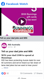 RID Australia – Win Your Dad $100 to Spend at Bunnings