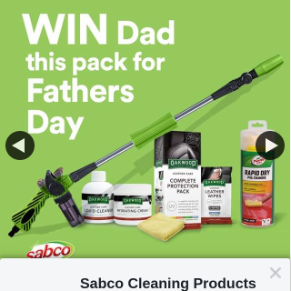 Sabco Cleaning Products – Win a Sabco Oakwood and Turtle Wax Father’s Day Gift Pack (prize valued at $97)