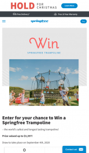Springfree – Win a Springfree Trampoline – the World’s Safest and Longest Lasting Trampoline (prize valued at $3,397)