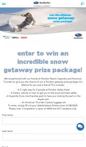 Subaru – Win an Incredible Snow Getaway Prize Package