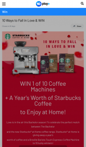 Channel Ten – Win 1 of 10 Coffee Machines (prize valued at $23,000)