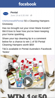 50 x Cleaning Hampers Giveaway – Win 1 of 50 Pental Cleaning Hampers Worth $50 (prize valued at $2,500)