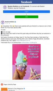 Baskin-Robbins – Win a Trolls (prize valued at $80)