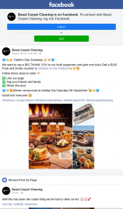 Beast Carpet Cleaning – Win $100 Food & Drinks Voucher 3 Sheets on The Harbour