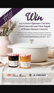 Bonne Maman Le Creuset – Win a Le Creuset Prize Pack Valued at $1120.80 In Total (prize valued at $1,120.8)