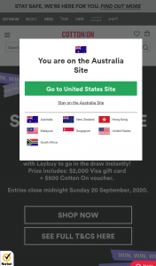 Cotton On-Laybuy – Win a $2000 Visa Gift Card and $500 Cotton on Gift Voucher (prize valued at $2,500)