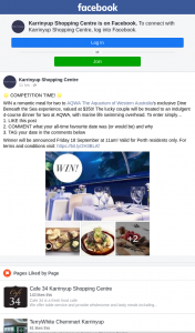 Karrinyup Shopping Centre – Win a Romantic Meal for Two to Aqwa The Aquarium of Western Australia’s Exclusive Dine Beneath The Sea Experience (prize valued at $350)