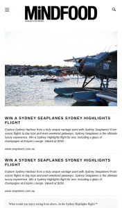 Mindfood – Win a Sydney Highlights Flight for One (prize valued at $250)