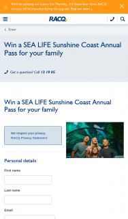 RACQ – Win a Sea Life Sunshine Coast Annual Pass for Your Family (prize valued at $270)