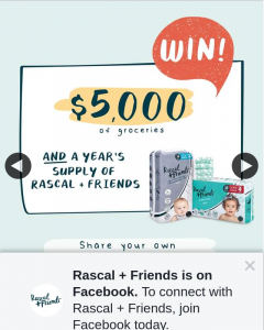 Rascal Friends – Win $5000 of Groceries and 1 Year’s Supply of Rascal  Friends