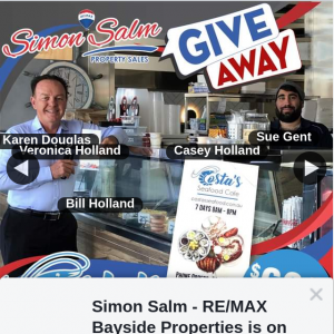 Simon Salm Remax Bayside Properties – Win a $69.50 Gift Voucher From Costas Seafood Cafe