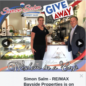 Simon Salm Remax Bayside Properties – Win a $30 Gift Voucher From Wisdom In a Cup (prize valued at $30)