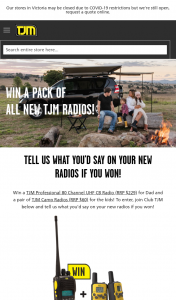 TJM – Win a Tjm Professional 80 Channel Uhf Cb Radio (RRP $229) for Dad and a Pair of Tjm Camp Radios (RRP $60) for The Kids (prize valued at $289)