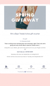Treball Active – Win a $150 Treball Active Gift Voucher (prize valued at $150)