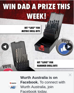 Wurth Australia – Win Day 2 Fathers Day Choice of Drill Bits