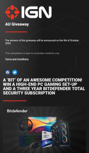 Ziff Davis – Win a One Year Subscription to Bitdefender Total Security (prize valued at $6,270)
