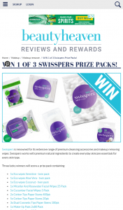 Beauty Heaven – Win 1 of 3 Swisspers Prize Packs (prize valued at $1)