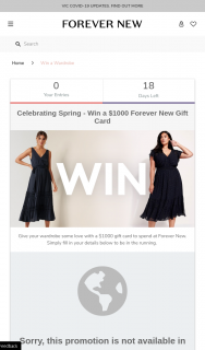 Forever New – Win a $1000 Gift Card (prize valued at $1,000)