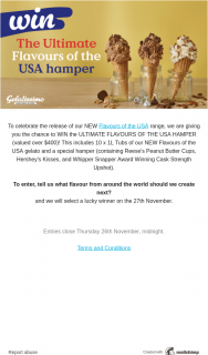 Gelatissimo – Win The Ultimate Flavours of The Usa Hamper (prize valued at $400)