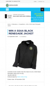 ssaa – Win a Ssaa Black Renegade Jacket (prize valued at $94.95)